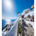 thumbnail image 3 of Summer Duvet Cover Set, Oia Village in Santorini Island Greece with Aegean Sea Scenery Image, Decorative 3 Piece Bedding Set with 2 Pillow Shams, Calking Size, Blue and White, by Ambesonne, 3 of 3
