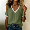 thumbnail image 3 of Cilsoka Lace Crochet Cold Shoulder Tops for Women Trendy Summer Short Sleeve Tunic Shirts Casual Loose Blouses, 3 of 6