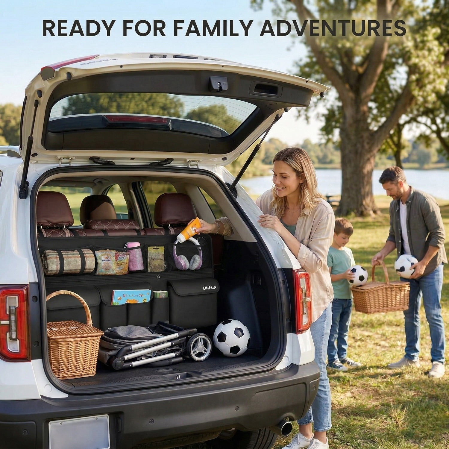 Car Trunk Organizer 9 Pockets Backseat Hanging Storage Bag SUV 41x20in