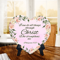 thumbnail image 2 of I can do all things through Christ who strengthens me - Philippians 4:13 Heart Table Sign (6 x 5") with Acrylic Stand | Church or Christian Home Bible Verse Decoration, 2 of 5