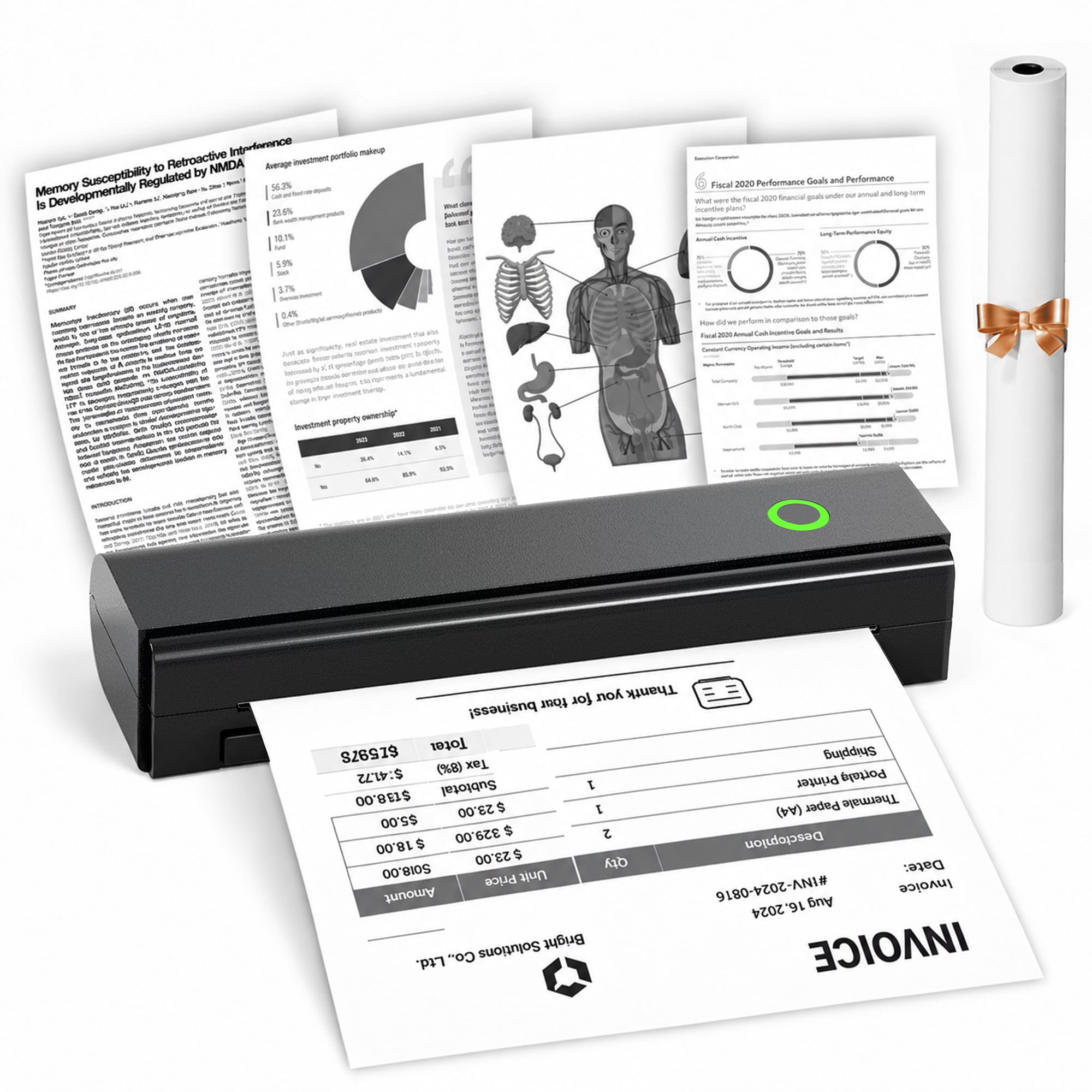 HKHKPI N80 Portable Printer, Thermal Inkless Printer Fit for Android iOS Phones & Laptops for Travel Home Car Office