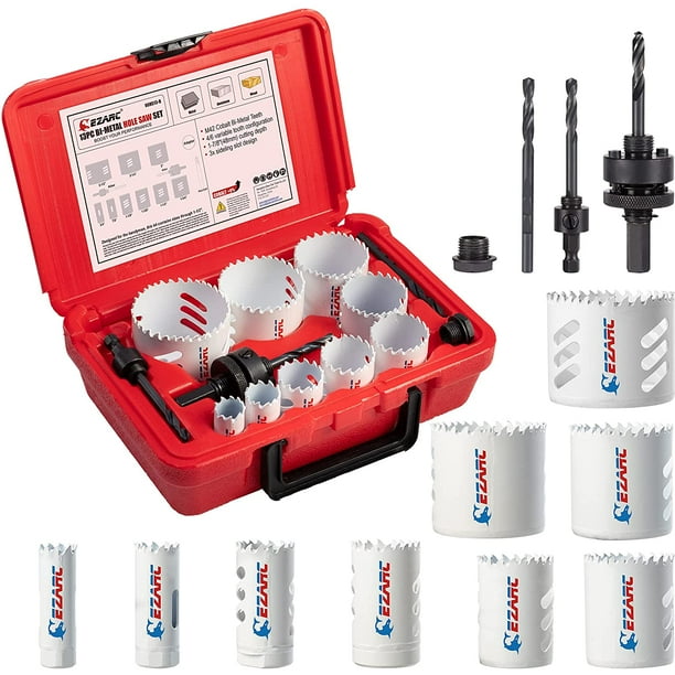 EZARC BiMetal Hole Saw Kit, 13Piece Hole Saws Set Cobalt Drill Hole