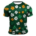 thumbnail image 3 of JURANMO Chemise Homme Saint-Patrick Été 2025 Manches Courtes T-Shirts Mode Imprimé Trèfle Hauts Décontractés Col Rond Chandail Vert G Prime Aujourd'hui, 3 of 6