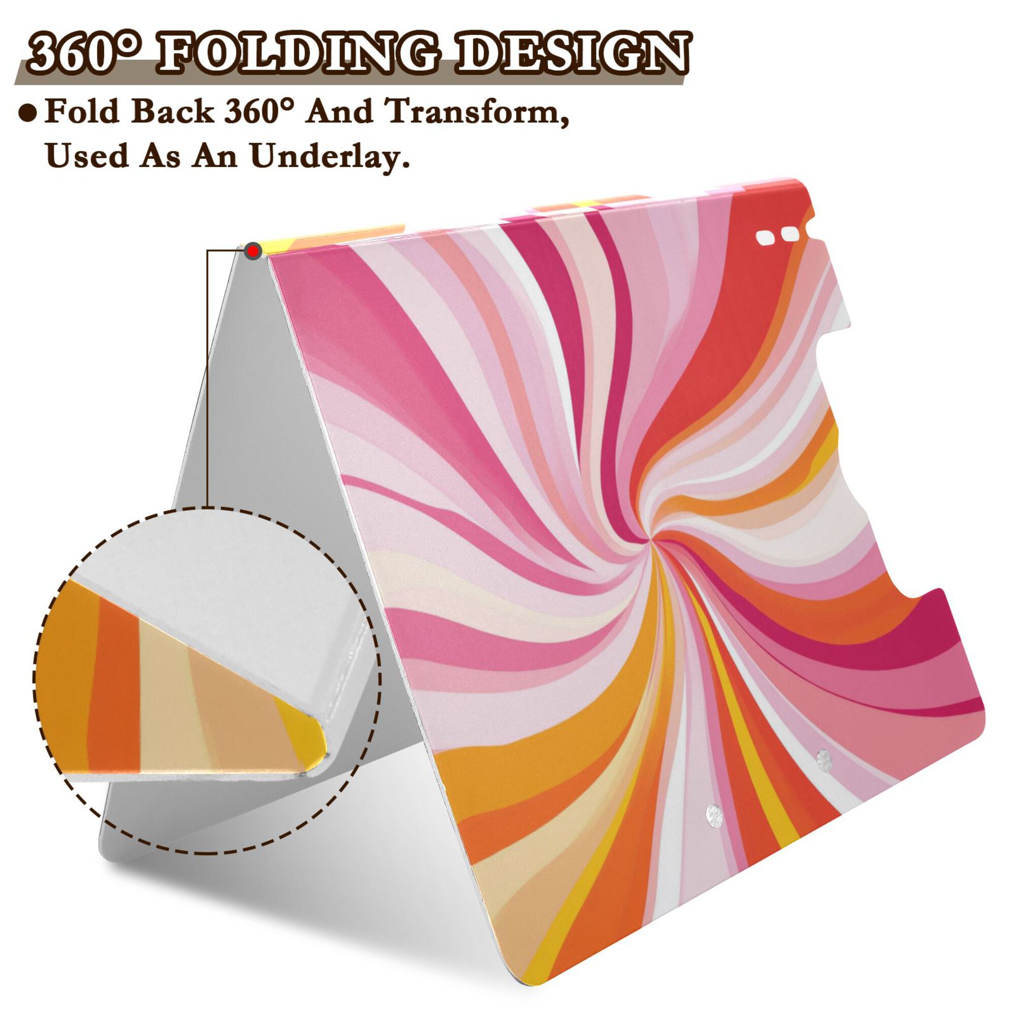 FORMRS A4 Clipboard Folder with Pen Holder Horizontal Foldable School Office Binder, Swirling Lines