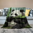 thumbnail image 2 of Fenyluxe Panda Bear Bamboo Leaves Flannel Throw Blanket Lightweight Soft Blanket for All Seasons Office Decor Sofa Bed Couch Super Soft Blanket 60x80in, 2 of 6