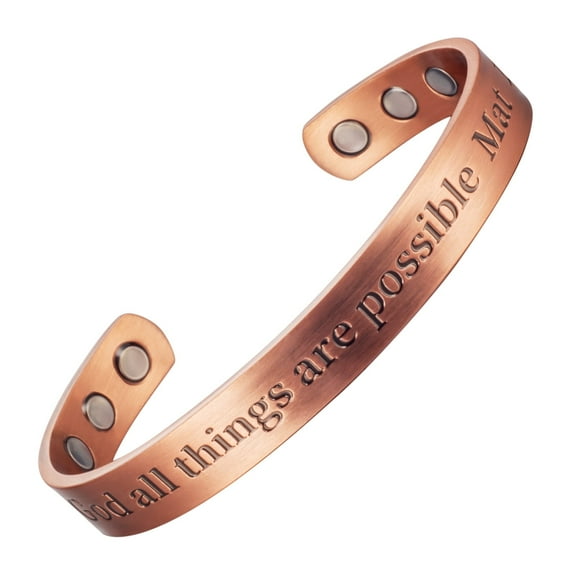6.5'' Pure Copper Bracelets for Women Men, Cuff Copper Bangles, Pre Engraved" With God All Things are Possible" CPB-0946Q1