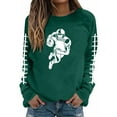 thumbnail image 2 of Jinhomg Women's Trendy Fall Pullover Casual Football Graphic Sweatshirt Lightweight Comfy Long Sleeve Crewneck Lounge Tops Daily Wear Today's Deals of The Day Green M, 2 of 5