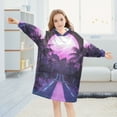 thumbnail image 5 of FORMRS Wearable Blanket Hoodie with Sleeves for Kids Cozy Flannel Sweatshirt, Pink Road, 5 of 7