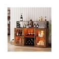 thumbnail image 1 of Bingirl Wine Bar Cabinet With LED Light, Industry Coffee Bar Cabinet With Wine Rack, Glass Holder, And Power Outlets, Kitchen Sideboard Buffet Cabinet For Living Room Dining Room,Brown, 1 of 8