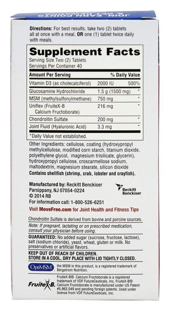 3 Pack - Move Free Advanced Plus MSM and Vitamin D3 Joint Health Supplement with Glucosamine and Chondroitin 80 ct