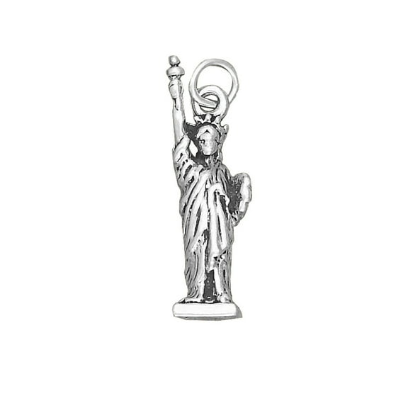 Sterling Silver 16" .8mm Box Chain 3D Statue Of Liberty Pendant Necklace