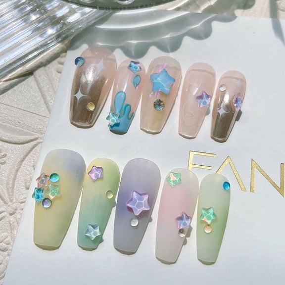 50pcs 3D Mocha Star Kawaii Nail Charms 6MM Star Charms for Nails Mini Stars Nail Rhinestones Nail Art Charms Flatback Rhinestones for Nails Design Candy Color Nail Gems Crystal Diamonds