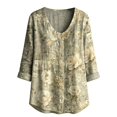 thumbnail image 4 of Women's Tops, Tees & Blouses Long Sleeve Full Print Bubble Wrinkled Retro Art Button Down Breathable Shirts Business Casual Tops for Women bovemsi, 4 of 6