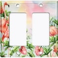 thumbnail image 6 of Metal Light Switch Plate Outlet Cover Tropical Pink Flamingo Flower Leaves Rainbow FGO007, 6 of 13