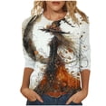 thumbnail image 2 of Ounisa Halloween Shirts for Women 2026 Novelty Funny Witch Pumpkin Ghost Skull Print Gothic Tshirts 3/4 Sleeve Crewneck Tops, 2 of 5