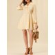 thumbnail image 5 of INSPIRE CHIC Vestido Floral con Cuello de Muñeca y Lazo en la Parte Frontal con Volantes en las Mangas A Line Amarillo Claro XL, 5 of 6