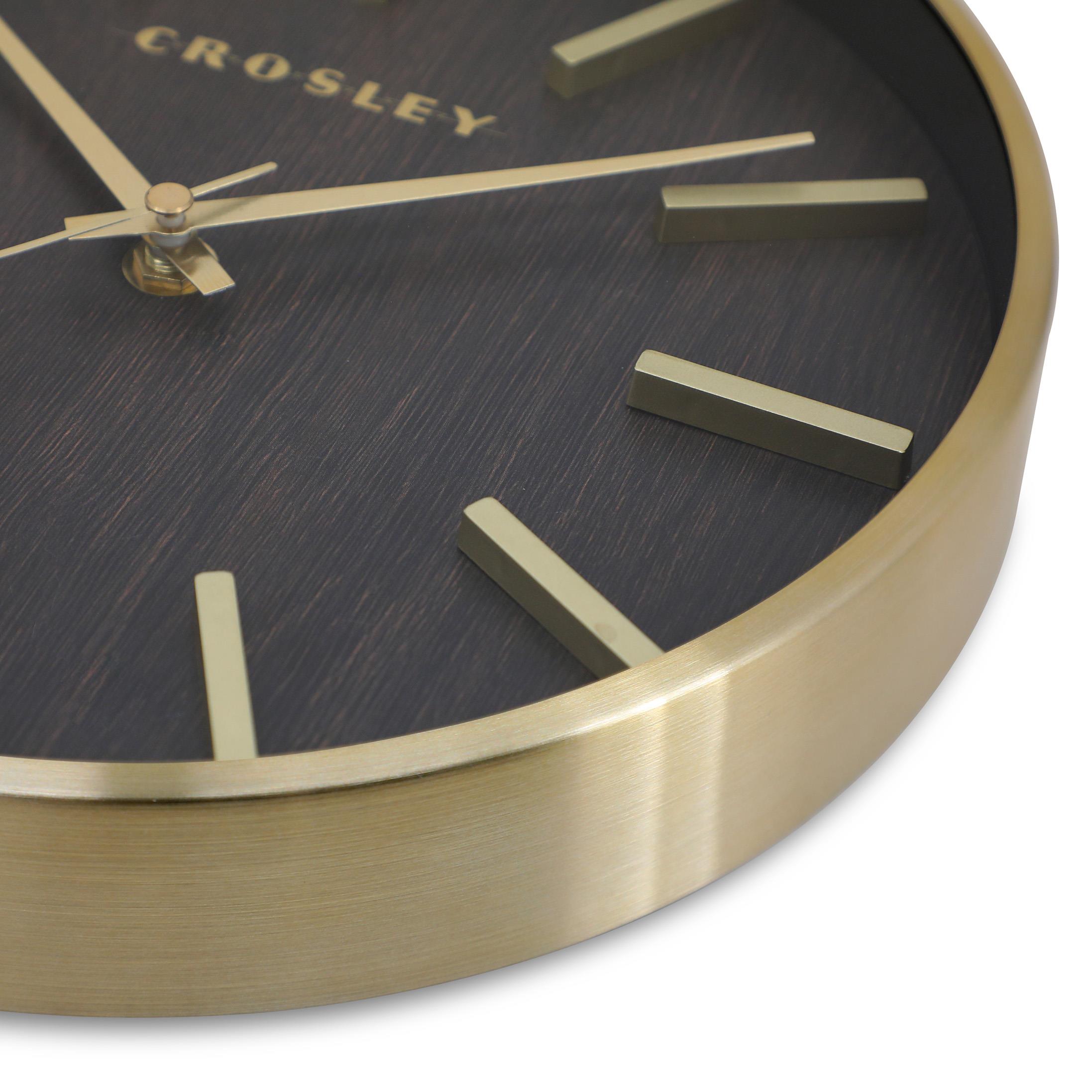 Crosley Analog 10" Gold Metal Quartz Accurate Wall Clock with Raised Hour Marks