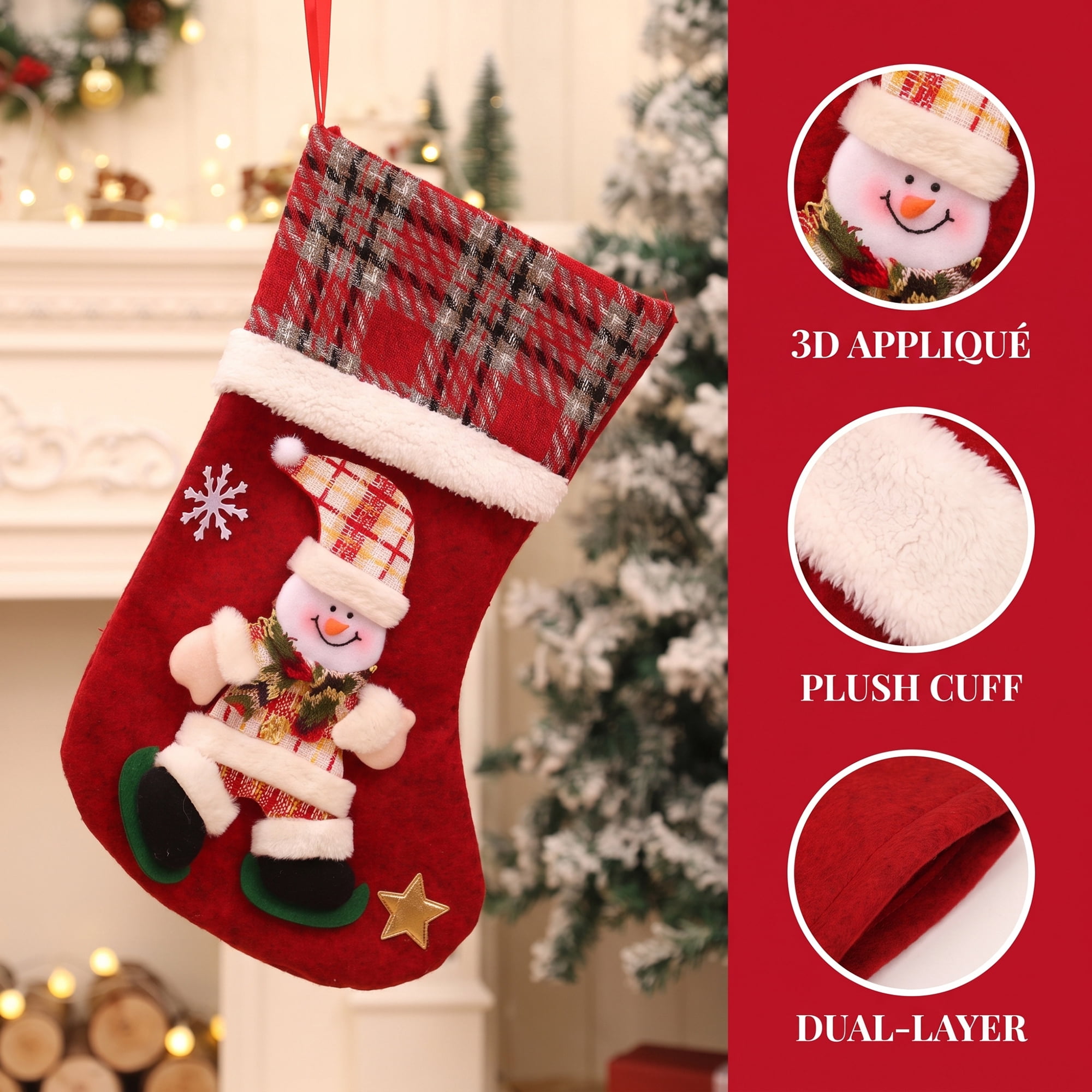 Unique Bargains Adorable Mascot Christmas Stockings Cozy Winter Living Accents Snowman 16"