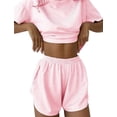thumbnail image 2 of Pijama de verano for mujer, de manga corta a rayas, informal, cómodo, conjunto de 2 piezas for el hogar, 2 of 7