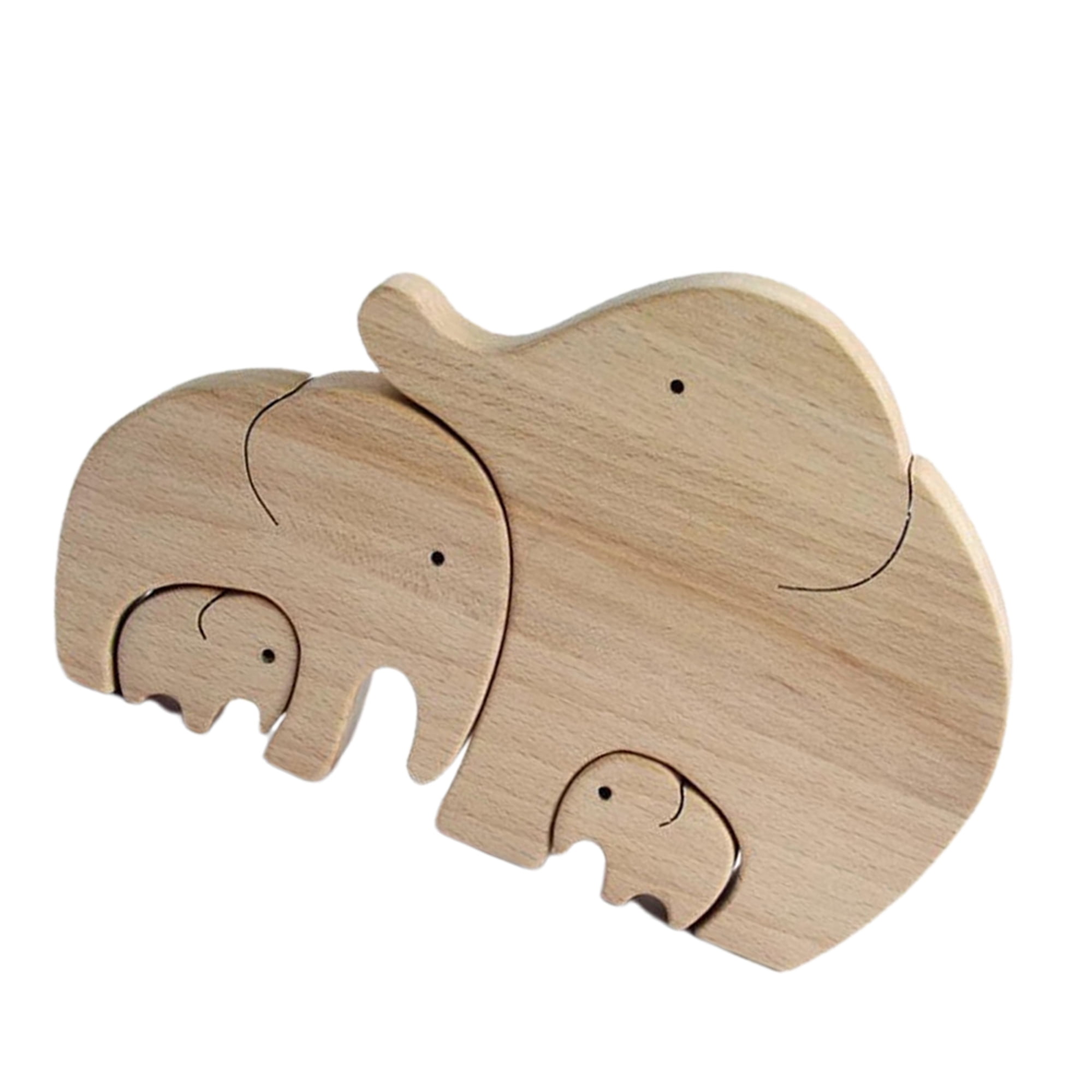 Pudcoco Wooden Elephant Ornament Widget for Mom, Children, Family in