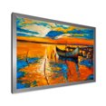 thumbnail image 2 of Boat At The Lake During Evening Glow VII 32 in x 24 in Framed Painting Canvas Art Print, by Designart, 2 of 4