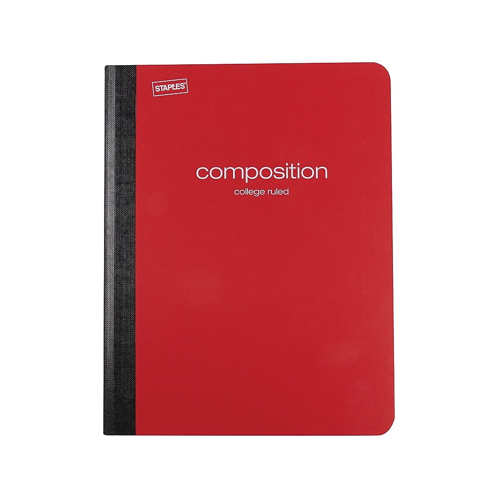 Staples Composition Notebook 9.75" x 7.5" College Ruled 70 Sh. Red