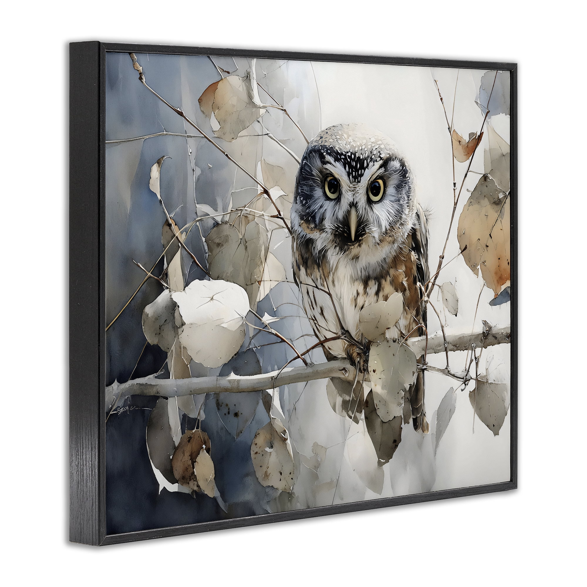 Stupell Industries Hoot Owl on Autumn Branch Black Framed Giclee Art, design by Franklyn Gregory
