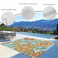 thumbnail image 3 of Outdoor Rug 3x5 ft Teal Yellow Flowers Outdoor Large Area Rug Non Slip Rubber Retro Abstract Floral Front Door Mat RV Rug Camping Carpet Patio Outdoor Rugs for Backyard Balcony Deck Porch Indoor, 3 of 9