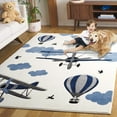 thumbnail image 3 of SAFAVIEH Carousel Kids Biplanes in the Sky Area Rug, Ivory/Blue, 5'3" x 7'6", 3 of 11