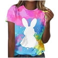 thumbnail image 2 of Mifsaly Easter Tops for Women Casual Short Sleeve Crewneck T-Shirt Cute Easter Bunny Rabbit Print Tshirt Lightweight Breathable Summer Graphic Tee Top S, 2 of 5
