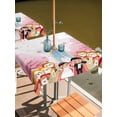 thumbnail image 2 of Outdoor Tablecloths with Umbrella Hole & Zipper, Japanese Wedding 54x54 Inch Square Tablecloths, Cute Owls Pink Cherry Blossoms Waterproof Table Cloth, Patio/Pool/Picnic Table Covers, 2 of 8