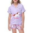 thumbnail image 4 of CONROSES Girls Pajama Set Cartoon Horse Graphic Short Sleeve Pjs Tops Shorts Loungewear Sets Cozy Nightwear Sleepwear, 4 of 5