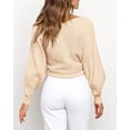 thumbnail image 3 of BTFBM Off The Shoulder Sweater for Women Winter Fall Fashion V Neck Long Sleeve Ribbed Knit Wrap Cropped Sweaters, 3 of 10