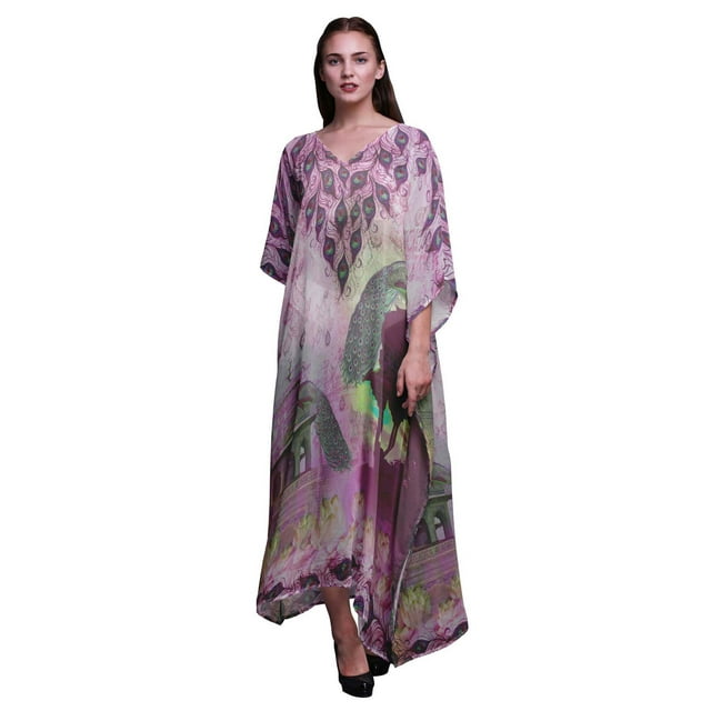 Phagun Paon Moghol Femmes Long Kaftan de Plage Tenue de Plage Paréo de Bikini Robe Maxi-4x-5x