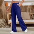 thumbnail image 2 of Resicozy Women Cotton Linen Pants 2026 Spring Summer High Waisted Straight Leg Trousers Beach Casual Vacation Pant with Pockets Blue 2XL, 2 of 8