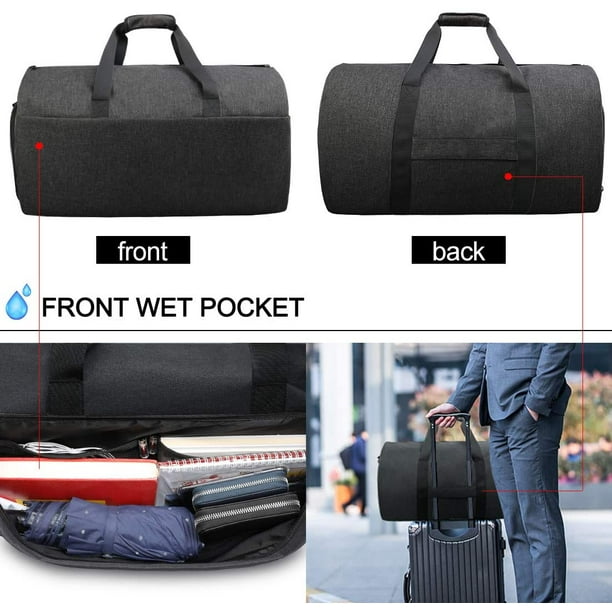 Carry on Convertible Garment Bag Waterproof Travel Duffel Bag for Mens  Business Garment Bags with Shoulder Strap, Shoes Compartment 2 in 1 Hanging  Suitcase Suit Travel Bags, Black 