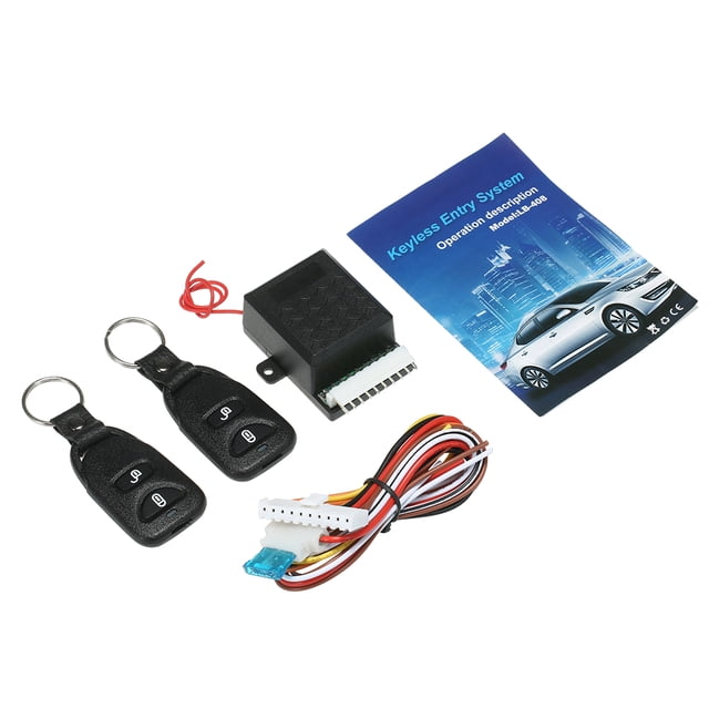 12V DC 433.92MHz Car Keyless Entry System with 2-Button Remote Controllers, LED Flashing Alert, Plastic Construction, 6x4x2.5cm Control Box, 6x3x1cm Remotes, Includes Wiring Harness & English Manual