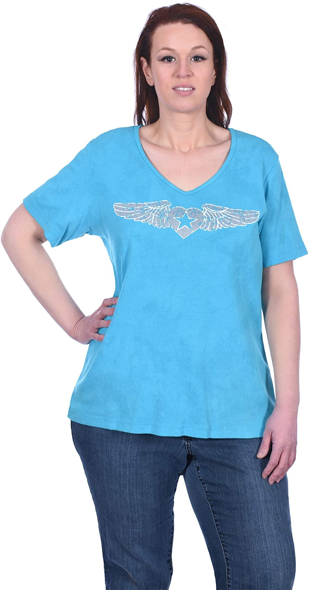 Sledge Usa Sledge USA Womens Plus Size VNeck Short Sleeve Graphic