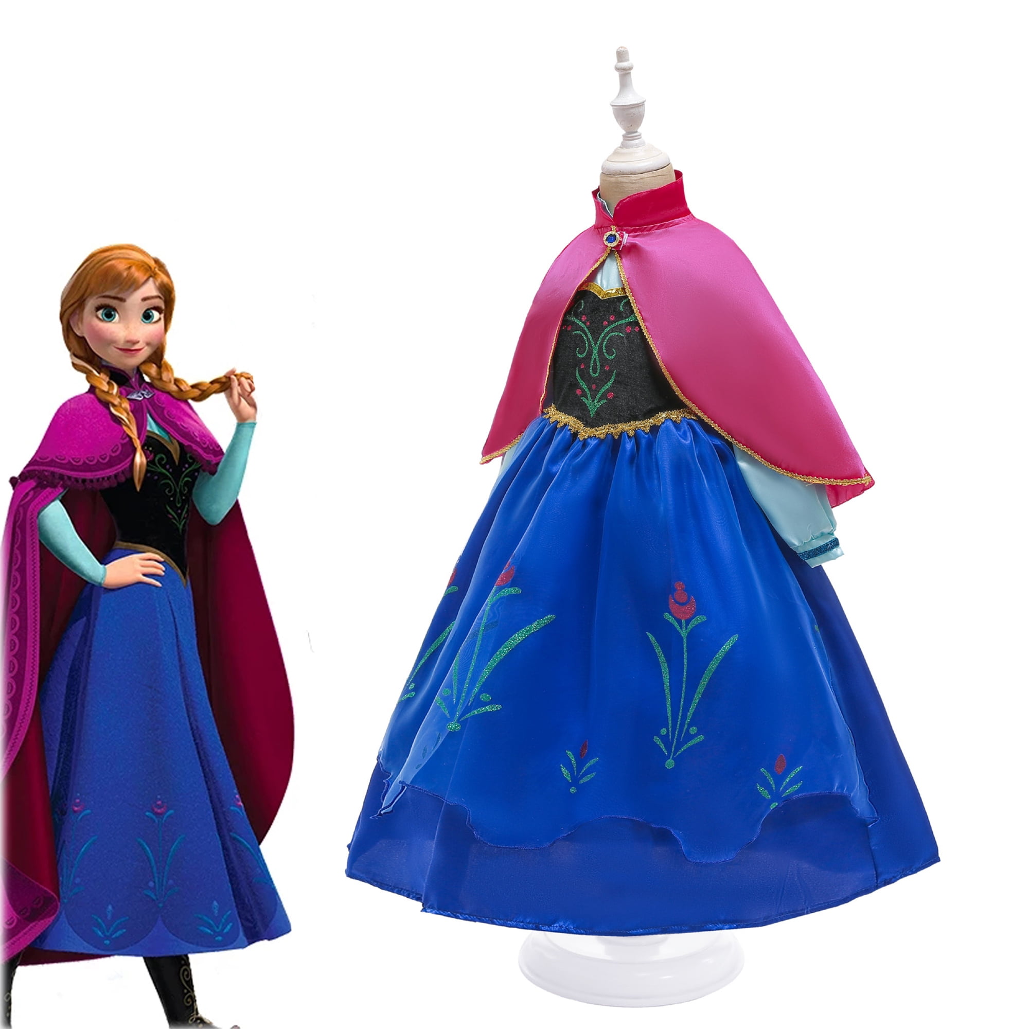 Anna Elsa Dress Girl Princess Costume Snow Carnival Costumes Kids Party Clothing 