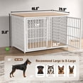 thumbnail image 6 of YOKWOK 48 Inch Large Furniture-Style Dog Crate, Heavy Duty Chew-Proof Metal Dog Cage with Water Resistant Wooden Top & Double Lock Doors, XL Indoor Dog Kennel for Large Dogs, White, 6 of 7