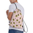 thumbnail image 3 of Drawstring Backpack - cute ballet frogs flower pink Splash Proof Small Drawstring Gym Bag for Women Men, Cinch Sports String Bag Backpack for Travel Swimming Beach, 3 of 8