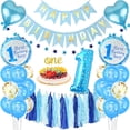 thumbnail image 1 of Kit de globos para el primer cumpleaños, color azul, 43 unidades, papel de confeti de látex, 1 of 1