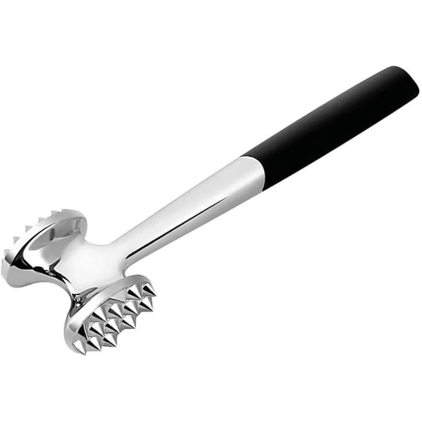 Ablandador de carne de alta resistencia: mazo y machacador de carne de doble cara, martillo de cocina de aleación de zinc a prueba de óxido con mango de goma ergonómico para ablandar bistec, carne de
