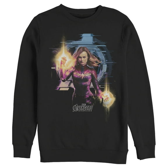 Men's Marvel Captain Marvel Fists Energy Blasts Sweatshirt Black Large