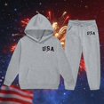 thumbnail image 2 of YunPes Boys USA Sweatshirt Suits Letter & Flag Print Hoodies Harems Pants with Elastic Waist Independence Day Pullover Outfits, 2 of 3