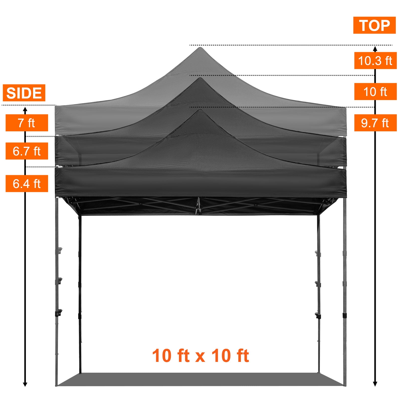 BENTISM 10' x 10' Instant Pop Up Gazebo Tent, Adjustable Height with UV Resistant