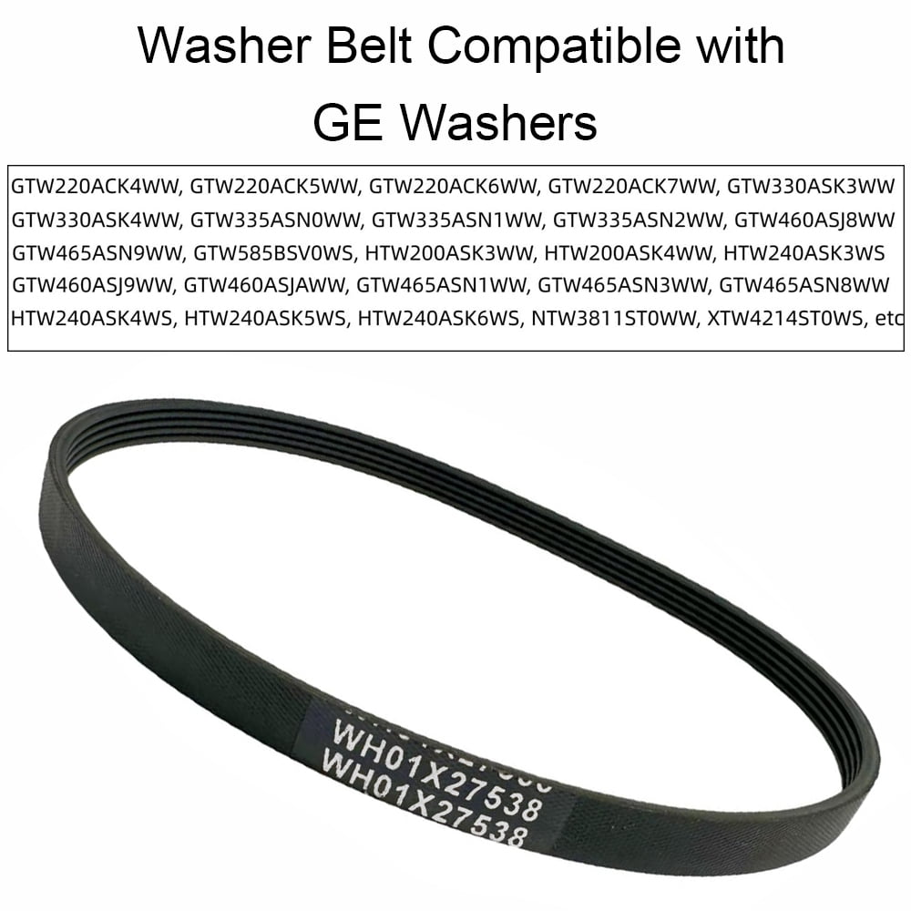 WH01X27538 Washer Drive Belt Replacement Part, Rubber Washer Belt Compatible with GE Washers, Replaces AP6328256, 4587903, PS12299369, WH01X27538