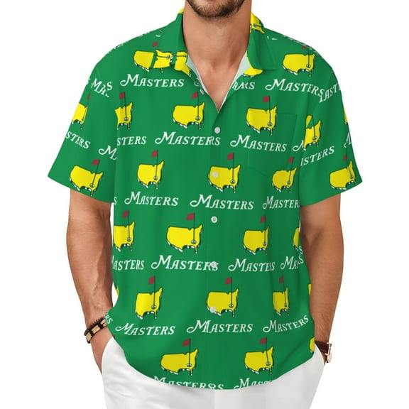 Masters Tournament Golf Hawaiian Shirt Vintage Mens Hawaiian Shirts Short Sleeve Button Down Shirt for Men S