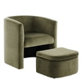 thumbnail image 2 of AFO Velvet Barrel Chair with Storage Ottoman, Cozy Armchair Accent Chair Set of 1 for Living Room and Bedroom, Green, 2 of 9