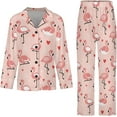 thumbnail image 4 of Top-kevin Women's Pajama Sets Flamingo Hearts Dots Pattern Long Sleeve Lounge Sets Pjs Sleepwear with Pockets, 4 of 12